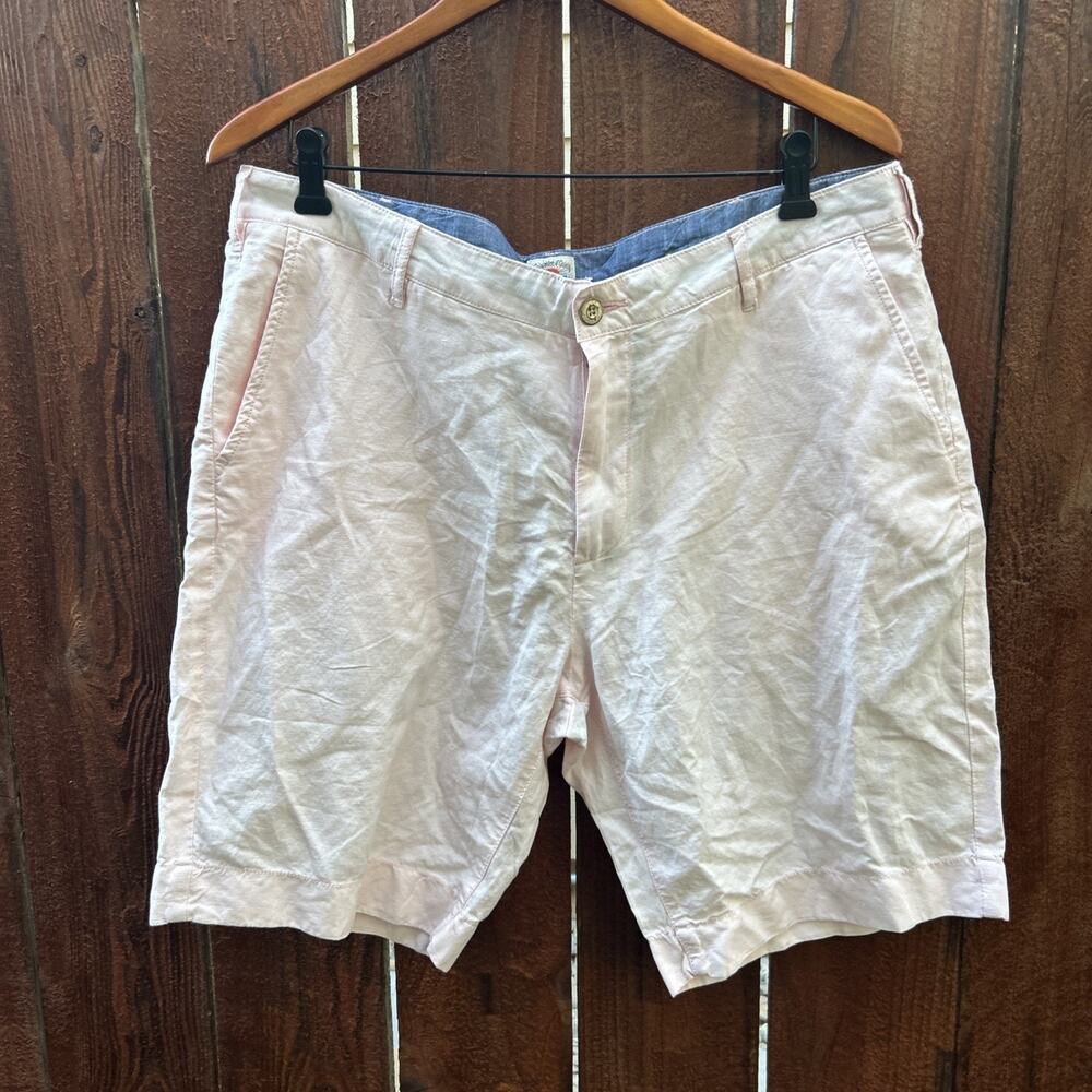 Faherty Men's 36 x 9 Linen Blend Pink Shorts Bermuda Chino Flat Front Preppy